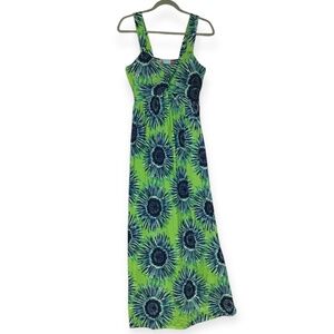 Maxi Dress Woman’s Medium Multicolor Green Blues Tropical Psychedelic Royaline